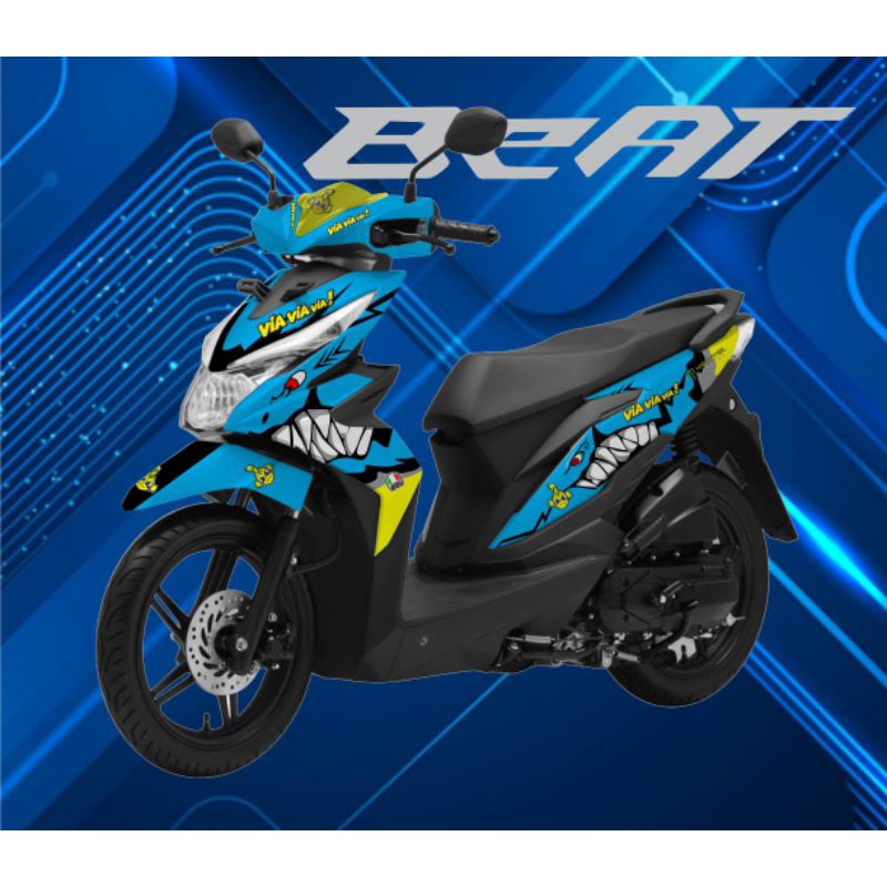 Sticker decal / sticker full full body beat fi new tahun 2016 - 2019 motif shark biru