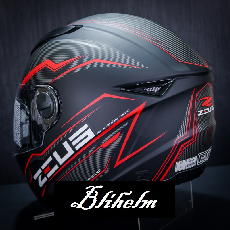 HELM ZEUS ZS 811 BLACK DOFF AL12 BLACK RED | ZS-811 FULL FACE HELMET | ZS811 FREE DARK VISOR-1