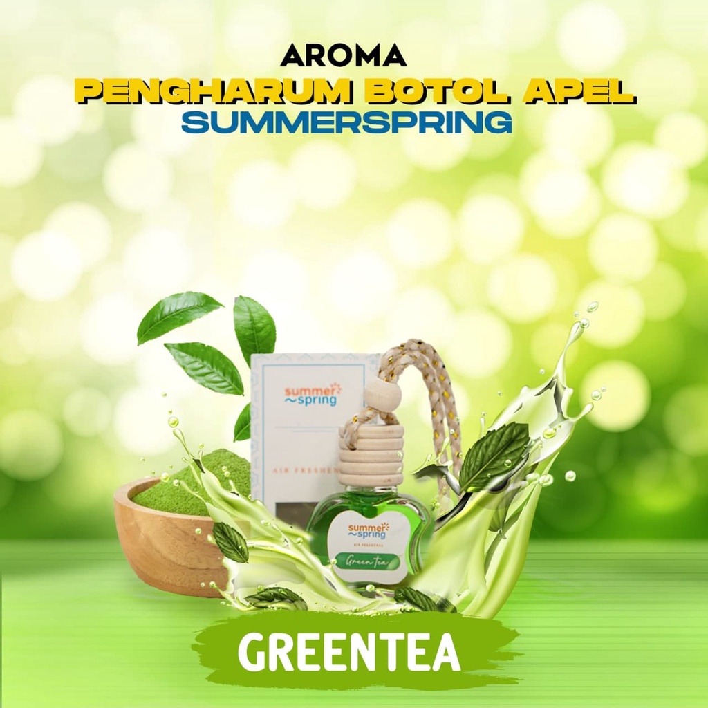 Pengharum Ruangan Aroma Green Tea Botol Apel Summer Spring Pengharum Mobil Kamar Aromaterapi Segar