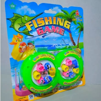 FISHING GAME KIDS - Mainan Memancing Magnet Anak Dua Kolam Bulat Dengan 1 Tuas Ditengah chn pancingan ikan pancing magnet 2 kolam