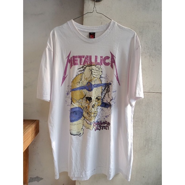 PRELOVED kaos oversize putih white metalica