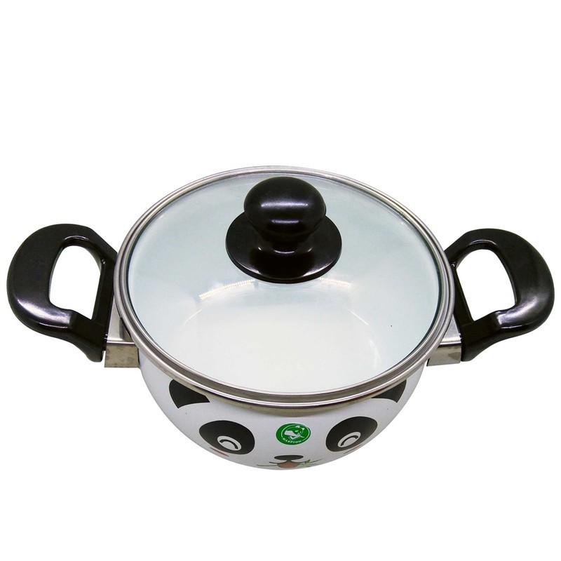 Maspion Panci Enamel Hello Panda 18 cm - Putih/ Panci Masak Serbaguna Panci Anti Lengket