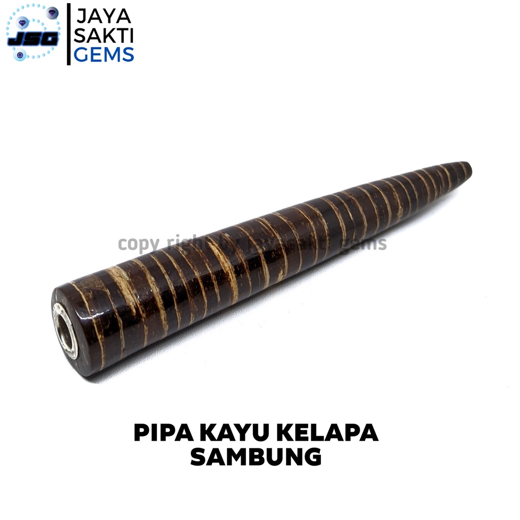 Pipa Cangklong Once Kayu Kelapa Sambung Motif Dengan Ring