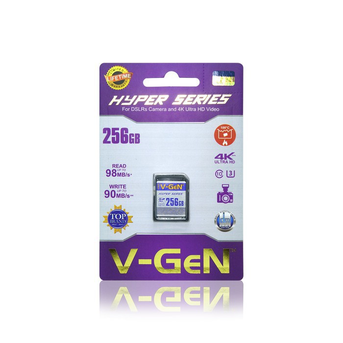 Memory Card V-gen Card SDHC 256GB Hyper Series UHS-1 U3 98MB/s V-GeN For Camera Original
