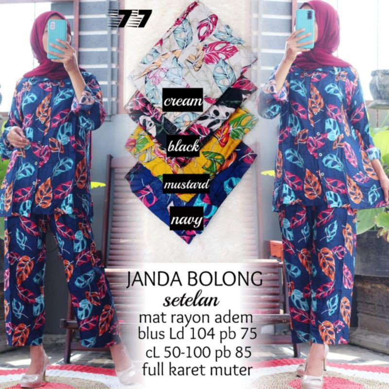 SETELAN CELANA MOTIF JANDA BOLONG