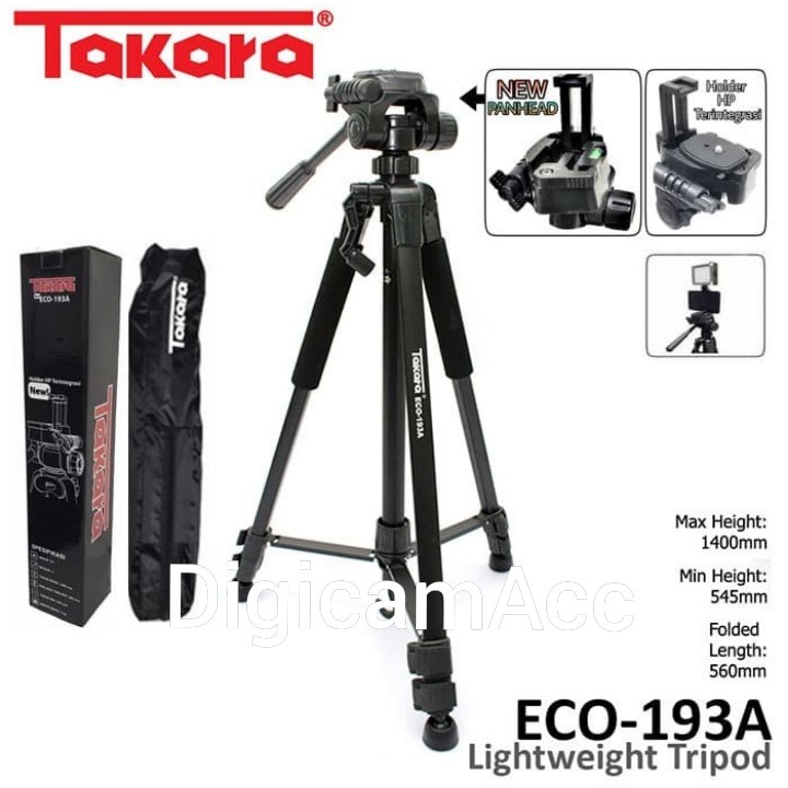 Takara Lightweight Tripod Eco-193A for DSLR and Action Camera
