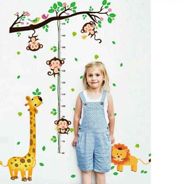 RELIZA WALL STICKER / STIKER DINDING PENGUKUR TINGGI BADAN JERAPAH ANIMAL GROW UP SK9128