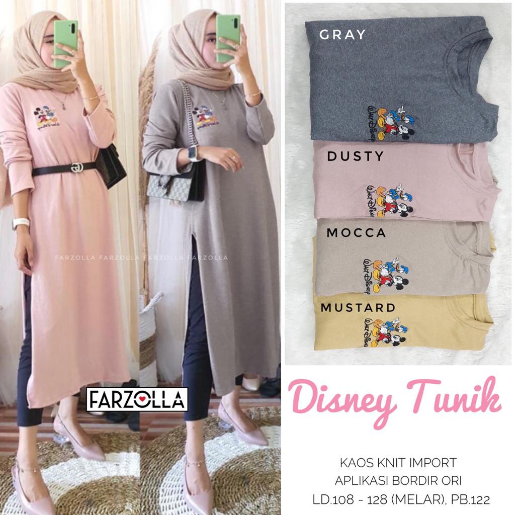 Disney Tunik l Kaos Knit Import l App. Bordir ORI l Ld 108-128 (Melar) Pb 122