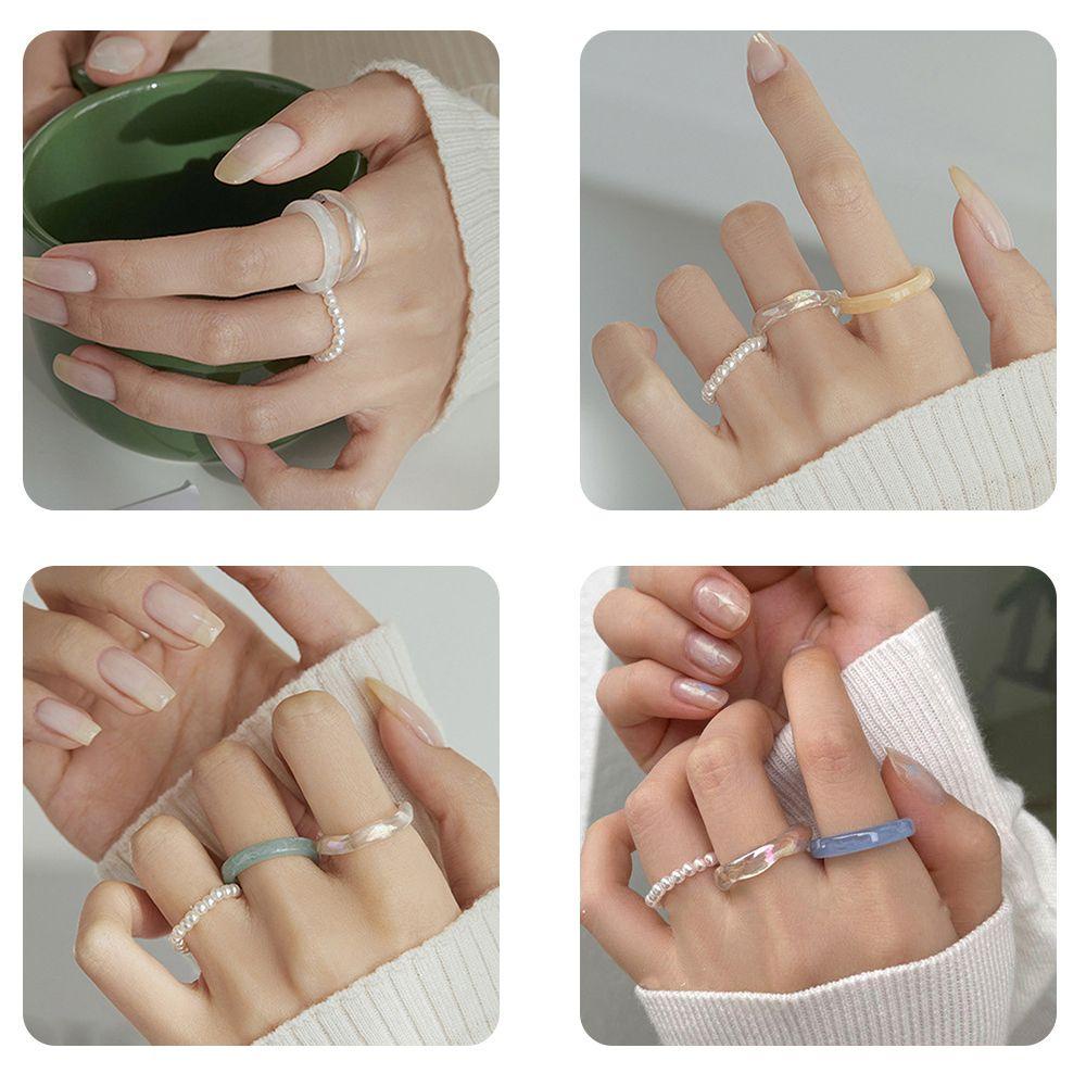 Wonder 3pcs/set Cincin Aksesoris Hadiah Pesta Resin Perhiasan Jari Cincin