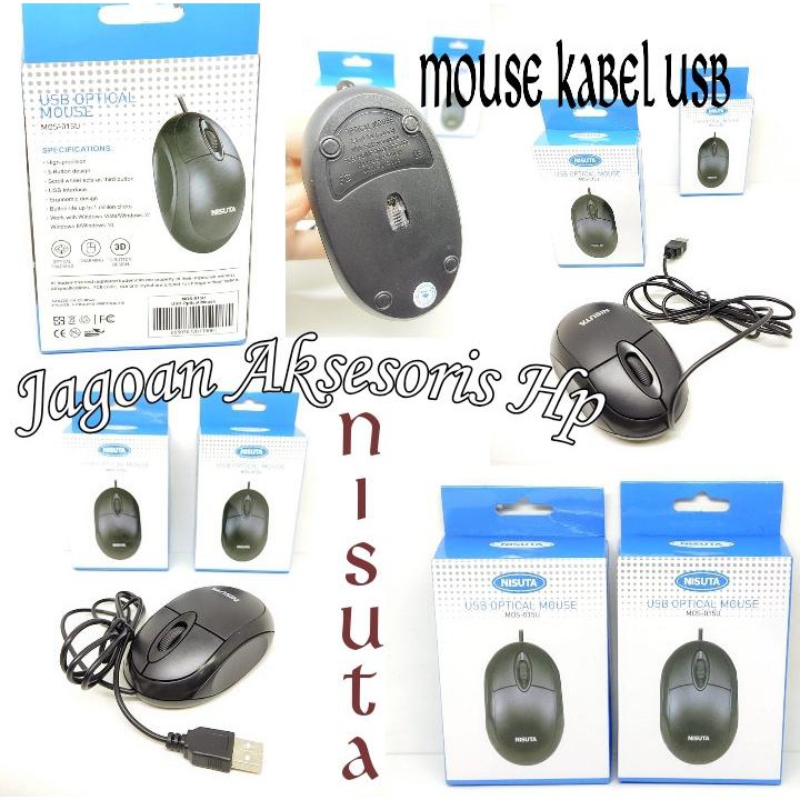 Mouse Kabel NISUTA USB Optical Mouse Cable Kwalitas Bagus Harga Terjangkau