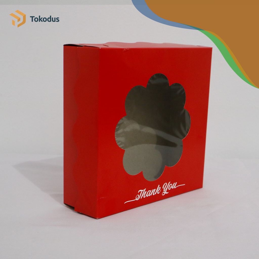 

Kardus Kue/Box Bolu/Dus Kue Bolu 22x22x7 cm Duplex Merah Laminasi Dalam - Tokodus Bandung