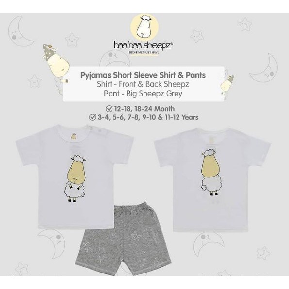 Baabaasheepz Shirt Short Sleeve &amp; Pants Baju Setelan adult