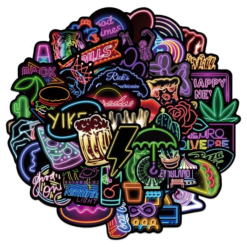 

label stiker 100 pcs neon pop culture urban art