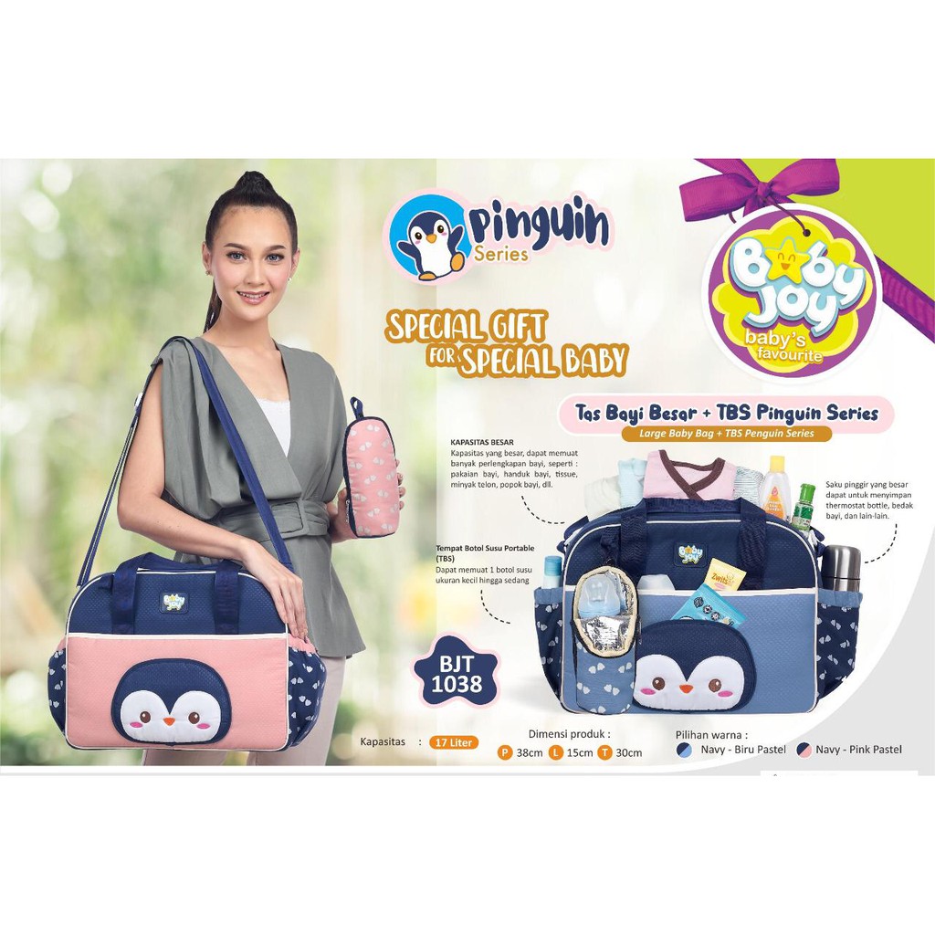 BABY JOY-TAS BABY JOY PINGUIN SERIES BJT 1038-TAS BAYI PLUS TAS BOTOL SUSU BABY JOY BJT 1038