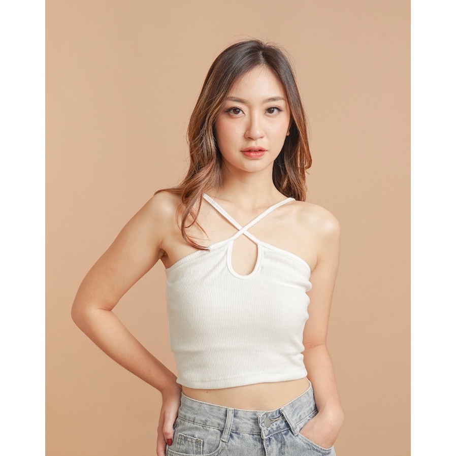 MODAVIE - RUTH Tanktop Korean Style Cross Tank Top Knit Crop Tee Basic