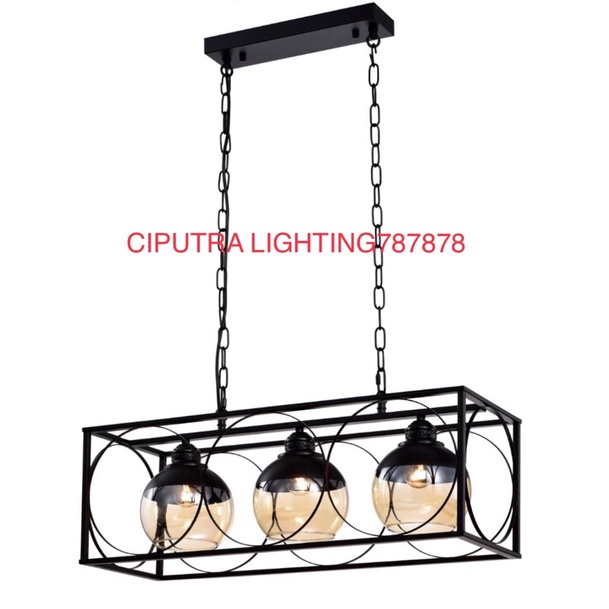 LAMPU HIAS GANTUNG MINIMALIS MEJA MAKAN 3 LAMPU KACA BOLA ELEGANT