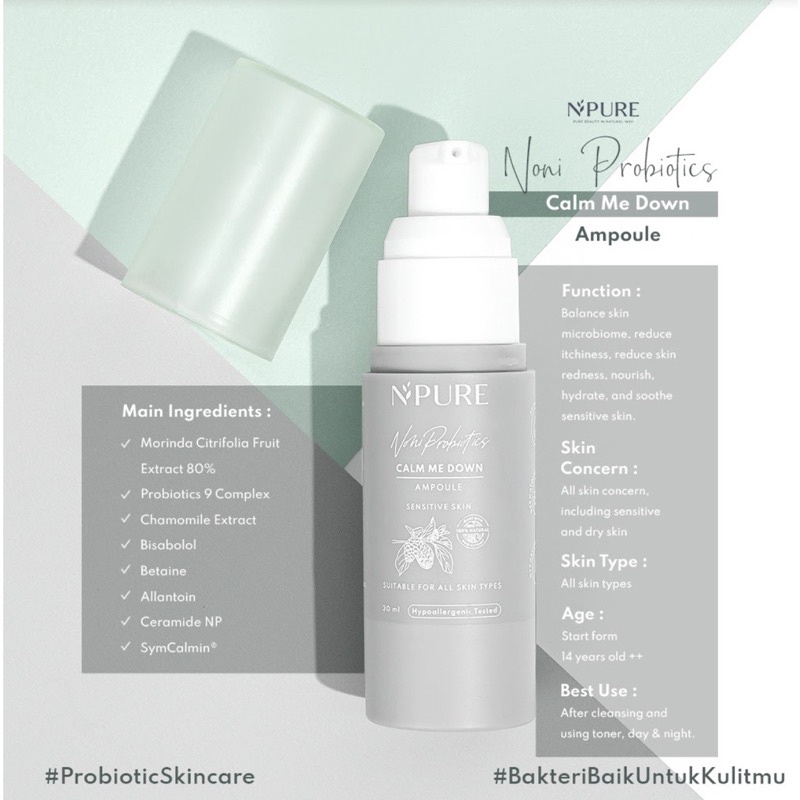 NPURE Noni Probiotics Series Indonesia / Cleanse Me Softly Gel Cleanser Balance Fine Toner Calm Down Ampoule Comfort Moisturizer Hydrate Body Soft Lotion / Facial Wash Serum Essence Day Night Eye Cream Sunscreen Mask Masker Pad / Cica Marigold Face Paket