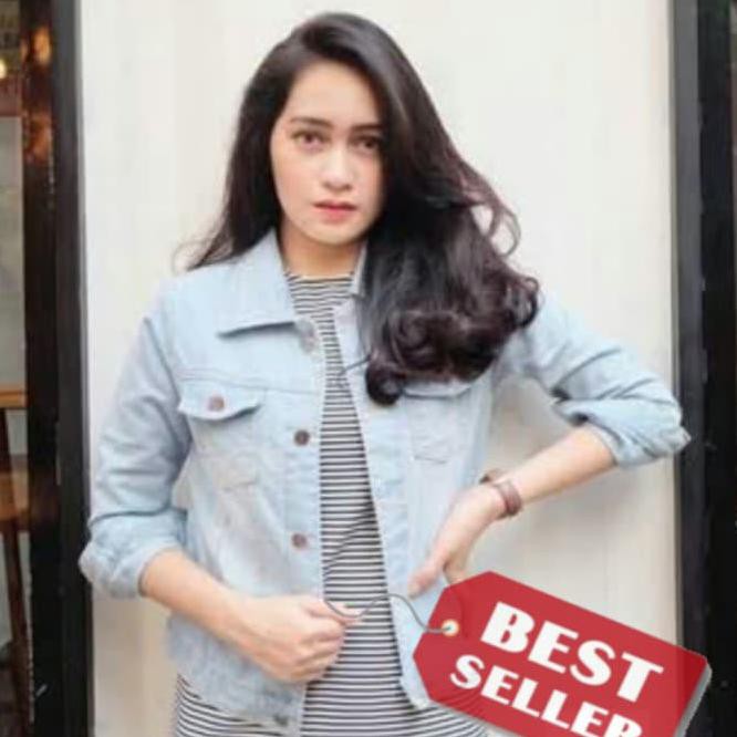 evht jaket jeans wanita zara grade a original - biru muda 0y7o