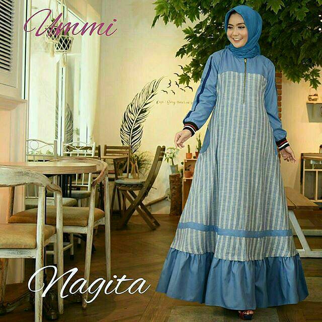 DRESS MUSLIM, baju wanita, baju gamis, dress, gamis, Baju gamis, fashion wanita, Nagita Dress Salur