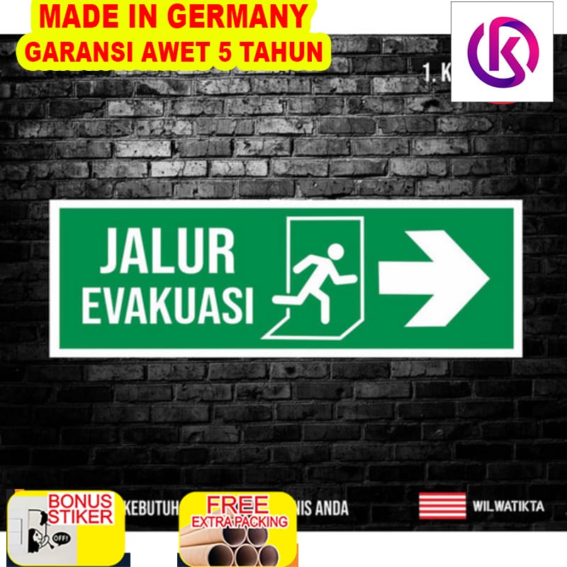 

Terlaris sticker safety sign K3 jalur evakuasi hazard kebakaran 30cm