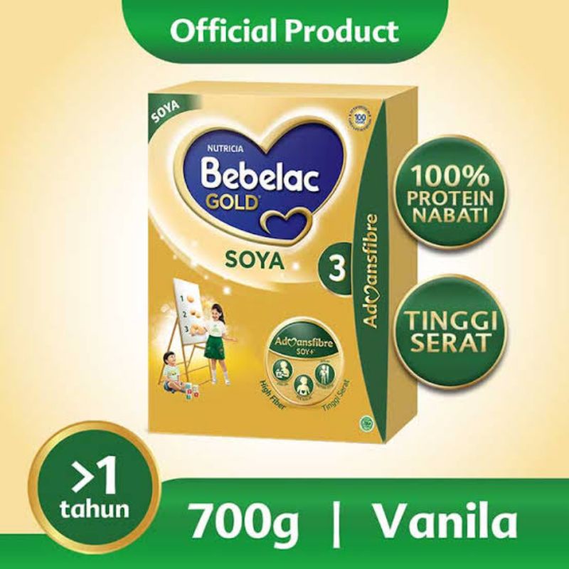 Bebelac Gold 3 &amp; Bebelac Soya Rasa Vanila dan Madu 700gr exp 2024