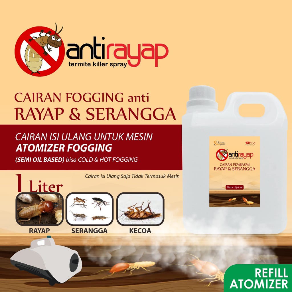 Cairan Fogging Atomizer Pembasmi Anti Rayap Aroma Wangi Kemasan 1 Liter Jerigen