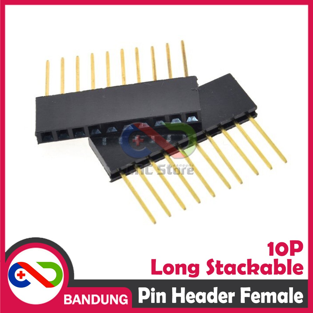 PIN HEADER FEMALE 10 10P 10MM LONG STACKABLE FOR ARDUINO UNO