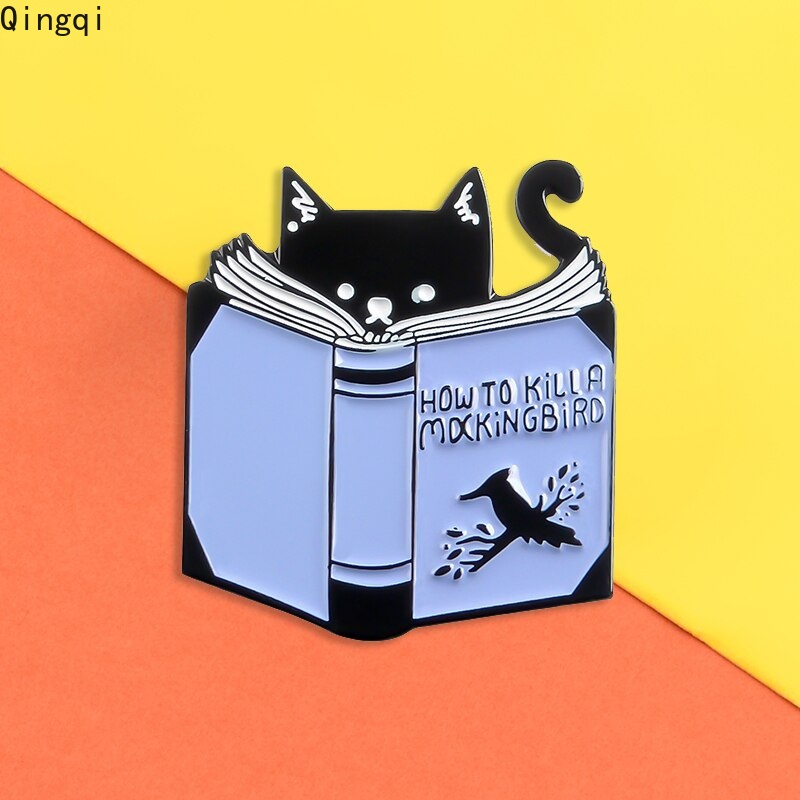 Bros Pin Enamel Desain Kartun Hewan Kucing Hitam Untuk Anak