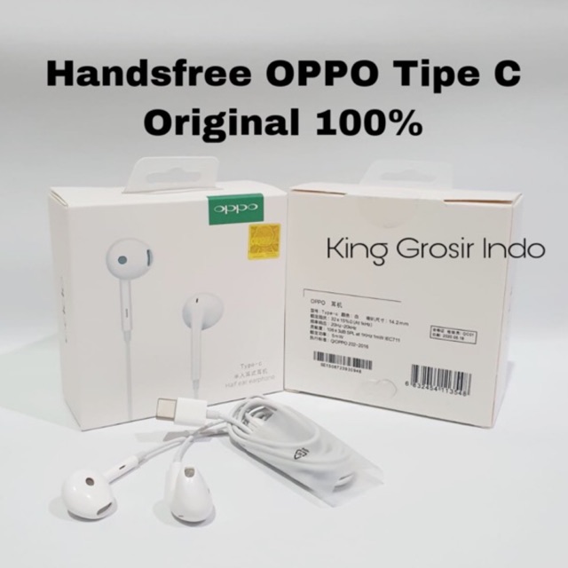 Headset OPPO Tipe C Original 100% Half Ear Earphone Handsfree OPPO Tipe C