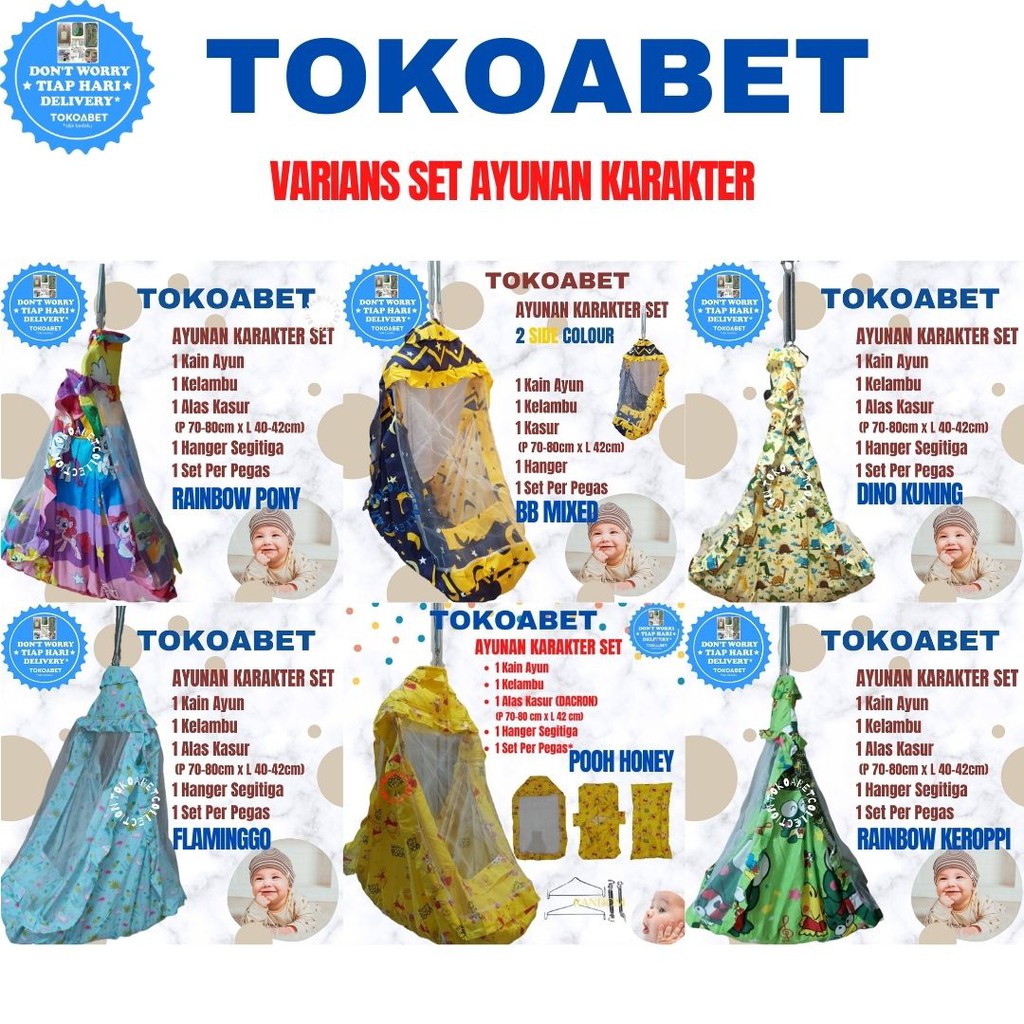 CUSTOM JOEYI PER SET AYUNAN KAIN KARAKTER Manual PER Perlengkapan Tidur Bayi NEW VARIAN
