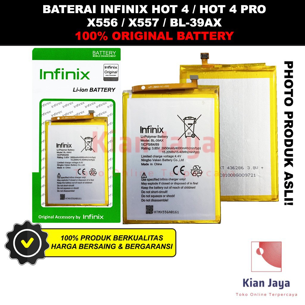 Baterai Infinix HOT 4 / X556 / HOT 4 PRO / X557 / BL-39AX Batre Batrai Battery Hp BL39AX Original