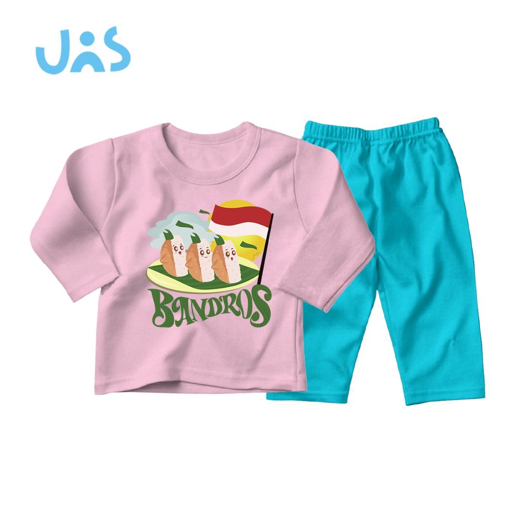 JNS Piyama Indonesia Anak Lengan Panjang Jajanan Tradisional BANDROS Bahan Katun Combed 30s