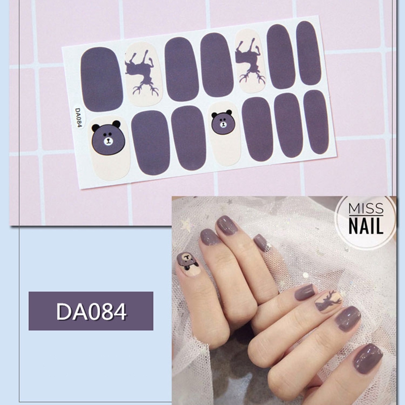 Da081-100 14pcs/lembar Stiker Kuku Palsu 3d Bronzing Untuk Nail Art Diy