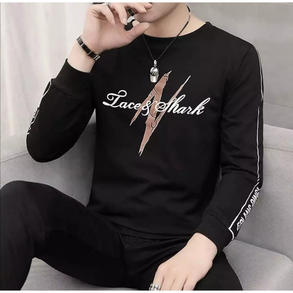 KAOS PRIA LENGAN PANJANG LACE BAJU PRIA LENGAN PANJANG BAHAN BABYTERRY