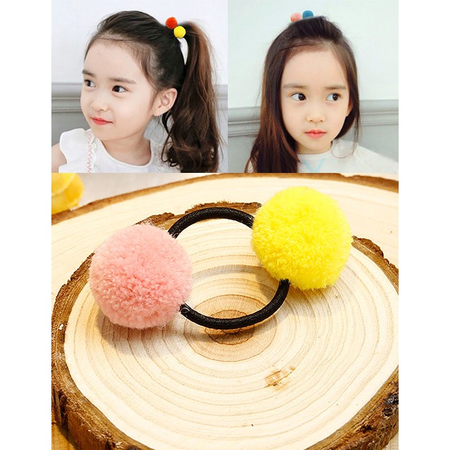 LRC Ikat Rambut Lovely  Fuzzy Balls Decorated Hair Band