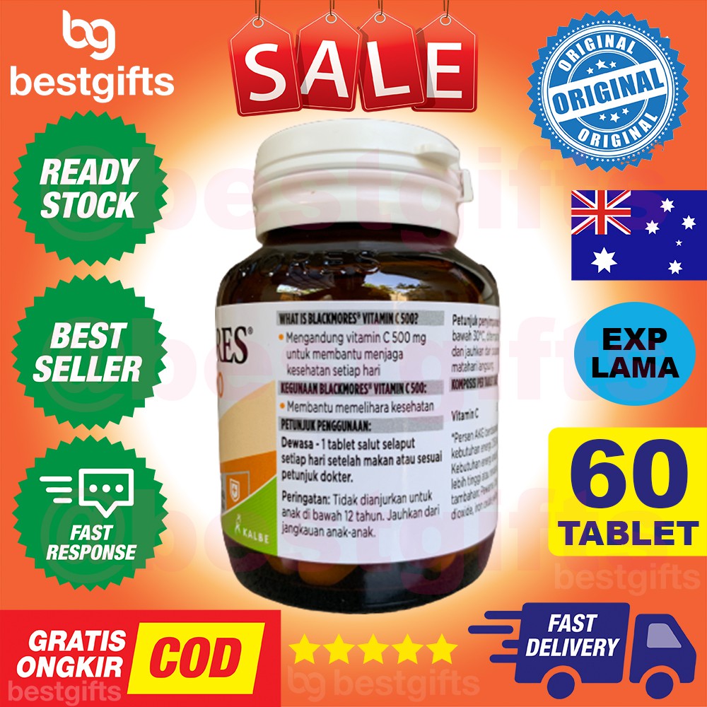 BLACKMORES VITAMIN C 500 MG VIT C 500MG ANTIOKSIDAN KEKEBALAN DAYA TAHAN TUBUH FLU PILEK 60 TABLET