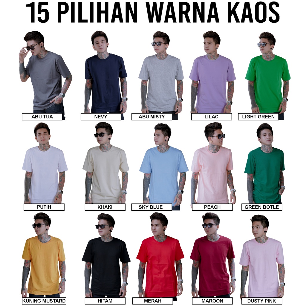 Kaos Polos Distro 100% Cotton Combed 30s II Kaos Polos Lengan Pendek Pria &amp; Wanita size M-Xl