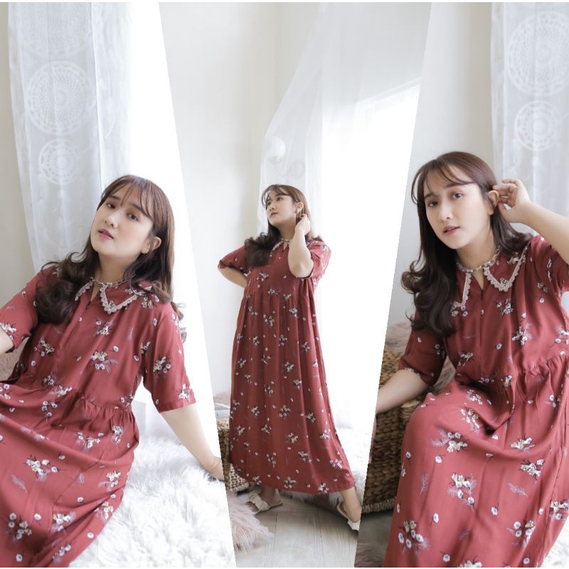 Daster ANDIN/Daster KOREA/Daster kerah renda/Dress korea/homedress korea/daster busui/daster rayon-Indira