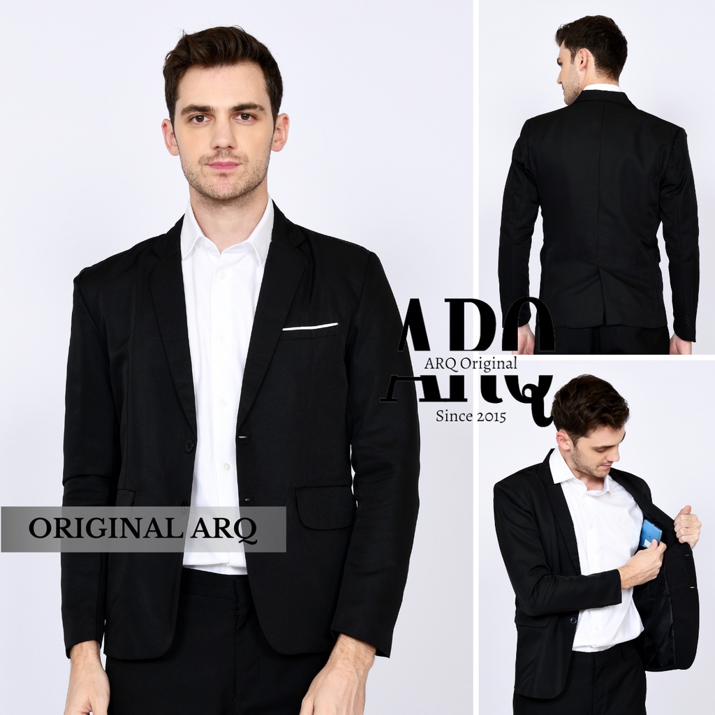 TERLARIS ! JAS BLAZER PRIA BIG SIZE XXL WARNA HITAM KANCING 2 MODEL SLIMFIT BAHAN TEBAL PREMIUM