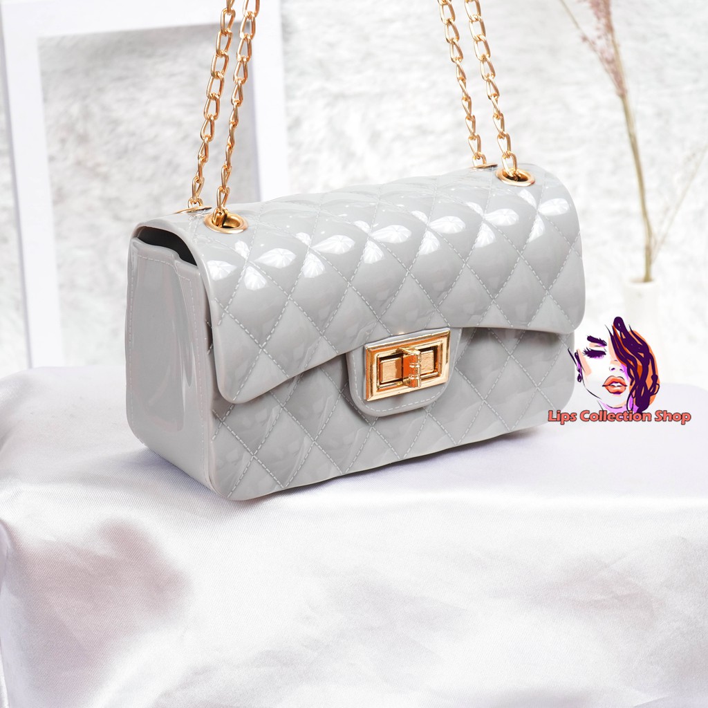 Tas Jelly Glossy Rantai Cincin Size 18 Cm | Tas Wanita Rantai Cincin