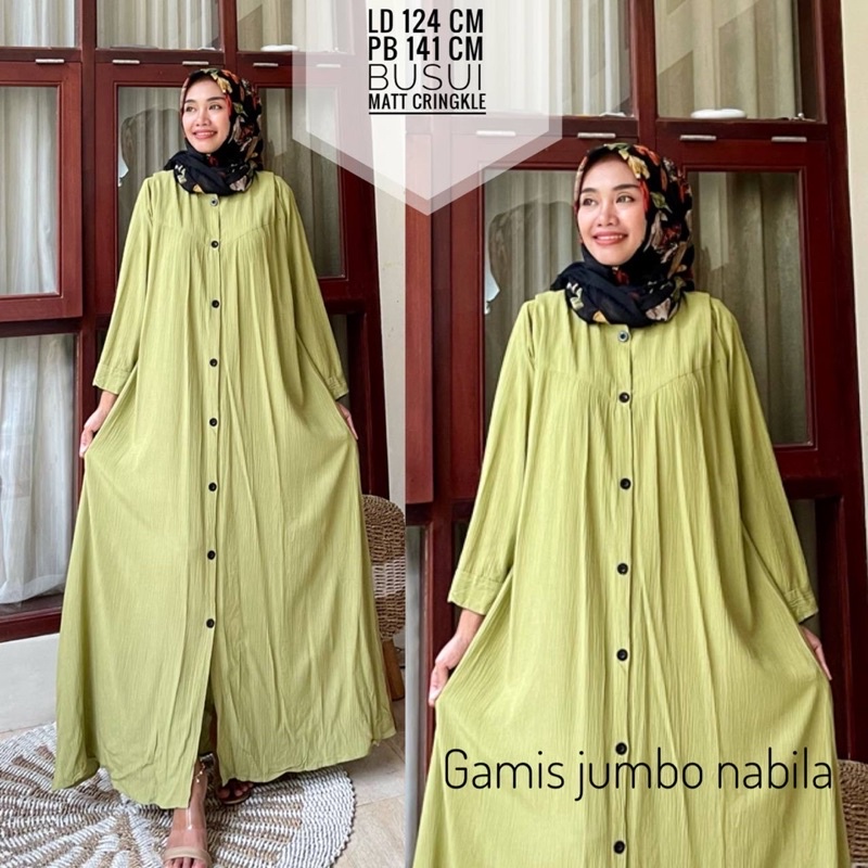 Gamis wanita jumbo crinkle nabila