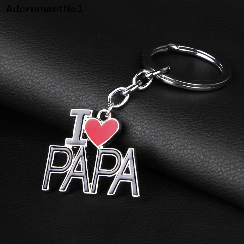 (AdornmentNo1) Gantungan Kunci Enamel Motif Tulisan I Love Mom / Dad Untuk Hadiah Ayah / Ibu