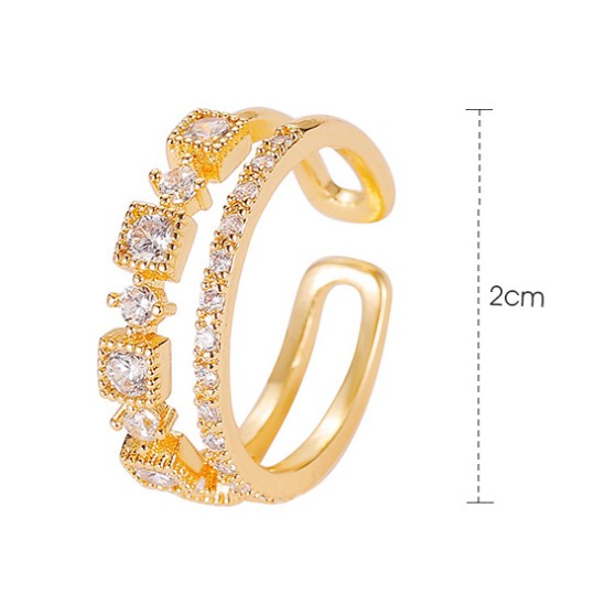 Cincin Ekor Zirkon Desain Yang Menarik Mode Hollow Lady Ring Cincin Logam Ganda Sederhana