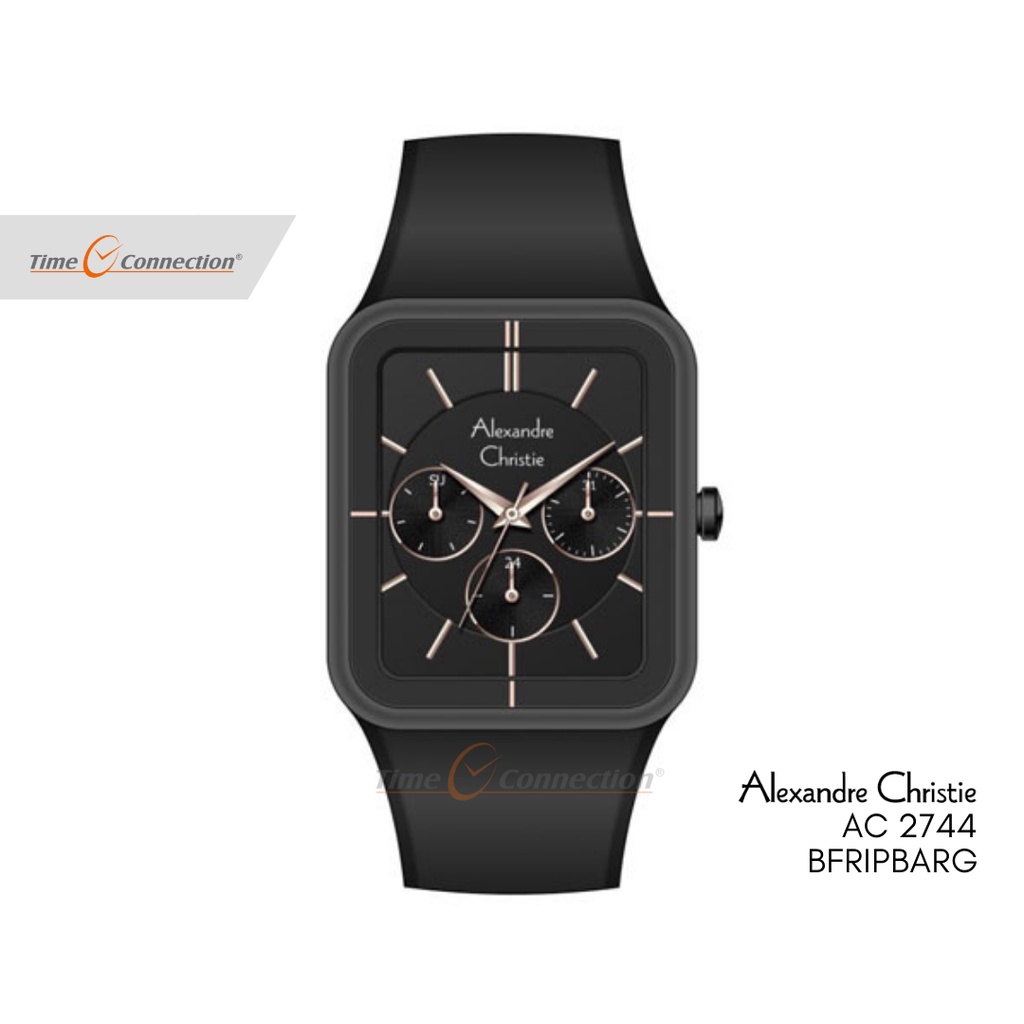 Alexandre Christie AC 2744 BFRIPBARG Hitam Jarum Rosegold Original / Jam Tangan Wanita Analog Karet 