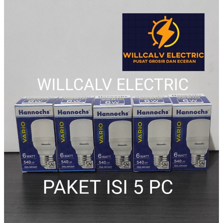 PAKET ISI 5 PC HANNOCHS VARIO 6W 6 WATT CAHAYA PUTIH / LAMPU LED HANNOCHS VARIO 6W 6 WATT  6500K