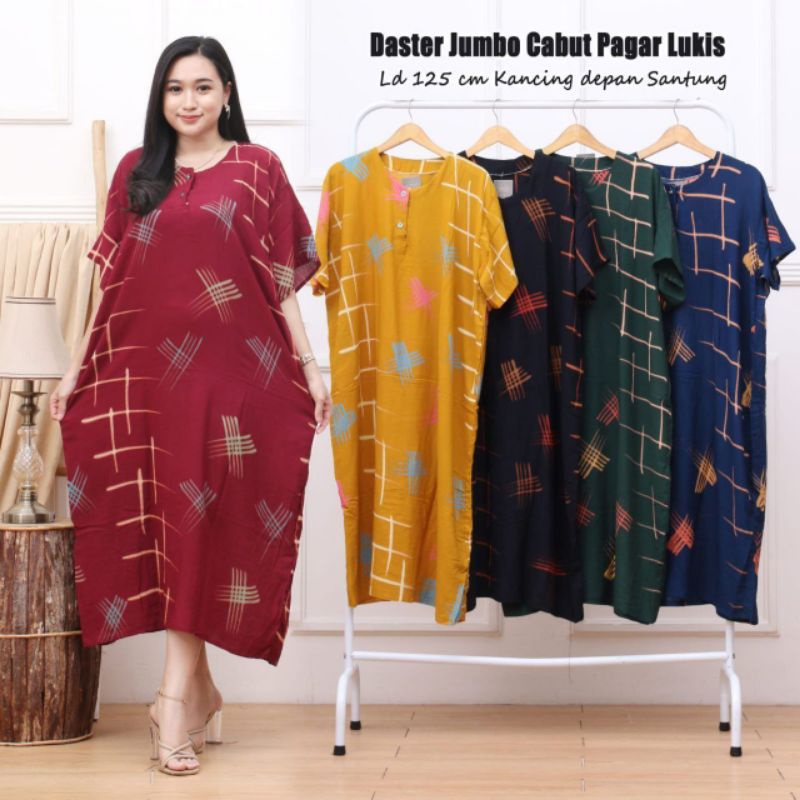 GAMIS BRANDED LENGAN PENDEK DASTER JUMBO KANCING DEPAN BATIK PEKALONGAN