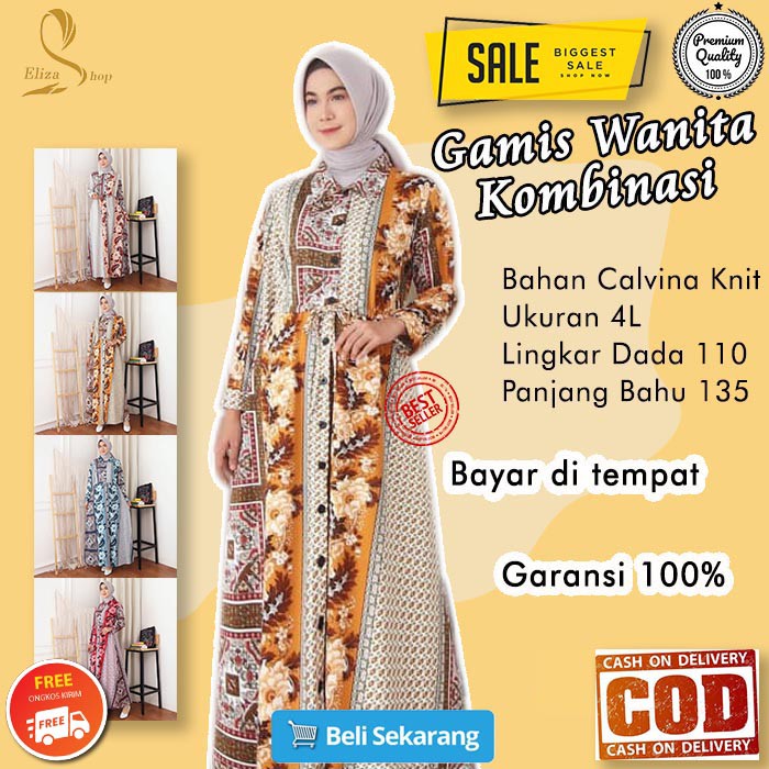 Gamis Batik Motif Kombinasi 4L Baju Gamis Wanita Gamis Jumbo Busui Gamis Sayri Terbaru AZ175