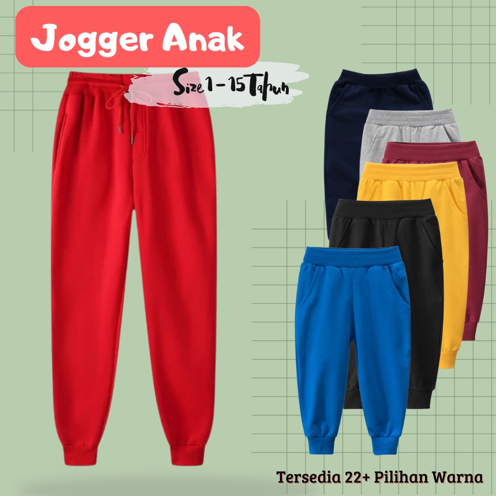 Celana Trening Training Panjang Basic Jogger Pants Olahraga Sport Anak Remaja Laki Laki Perempuan Ti