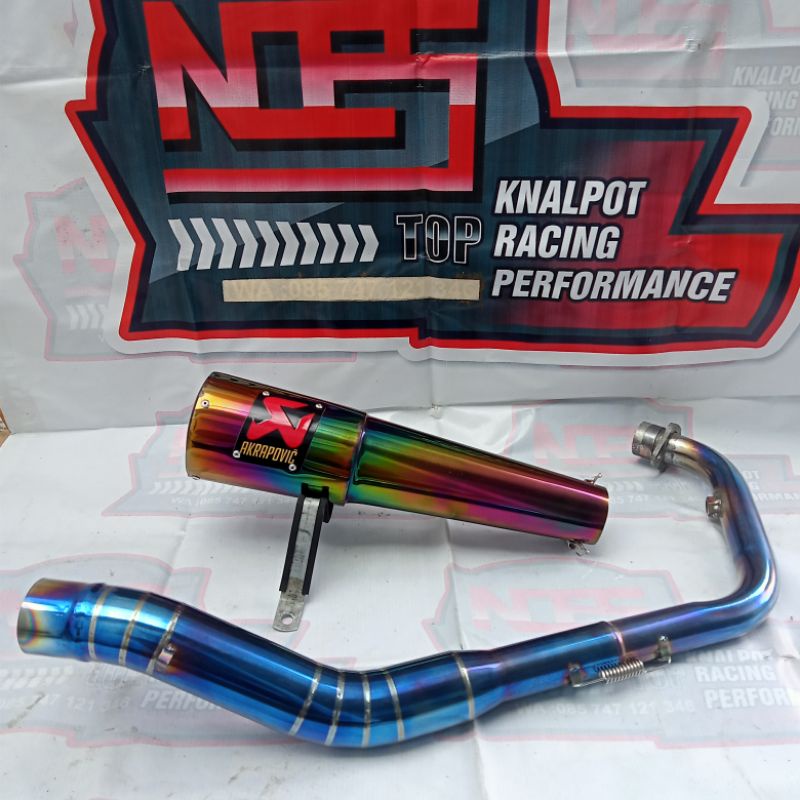 Knalpot Akrapovic glass pelangi header biru r15 v3 r15 v2 vixion byson xabre gsx satria fu mx king c