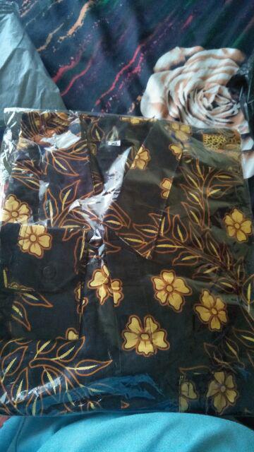 Kemeja Batik Kerja Big Size Jumbo Size Fit Xxl Ld 115 Warna Hitam Putih Casual Formal Kondangan.